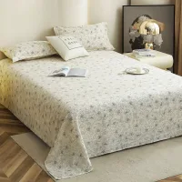 Story At Home Floral King Size Bedsheet 120 GSM (Off White & Grey) - 250 x 270 cm