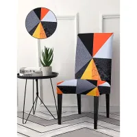 Cortina Polyester Dining Chair Cover Abstract - Orange & Black
