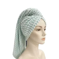 EW Hair Wrap Absorbent Towel for Hair-Drying - Green - 25x65 cm