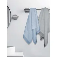 Athom Living Aster Bath Towel (Grey & Peacock Blue) 75x150 cm - Set of 2