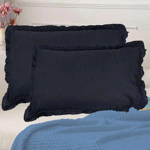 Pillow Cover Cotton Black - 16x24 Inches