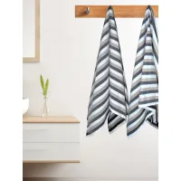 Athom Living Iris Rib Bath Towel (Beige & Grey) 75x150 cm - Set of 2
