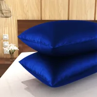 SC Satin Pillow Cover (Blue) 17x27 Inches - Set Of 2