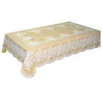 VAA Vinyl Blossom Dining Table Cover 4 Seater (0.9x1.32 metres) - Gold