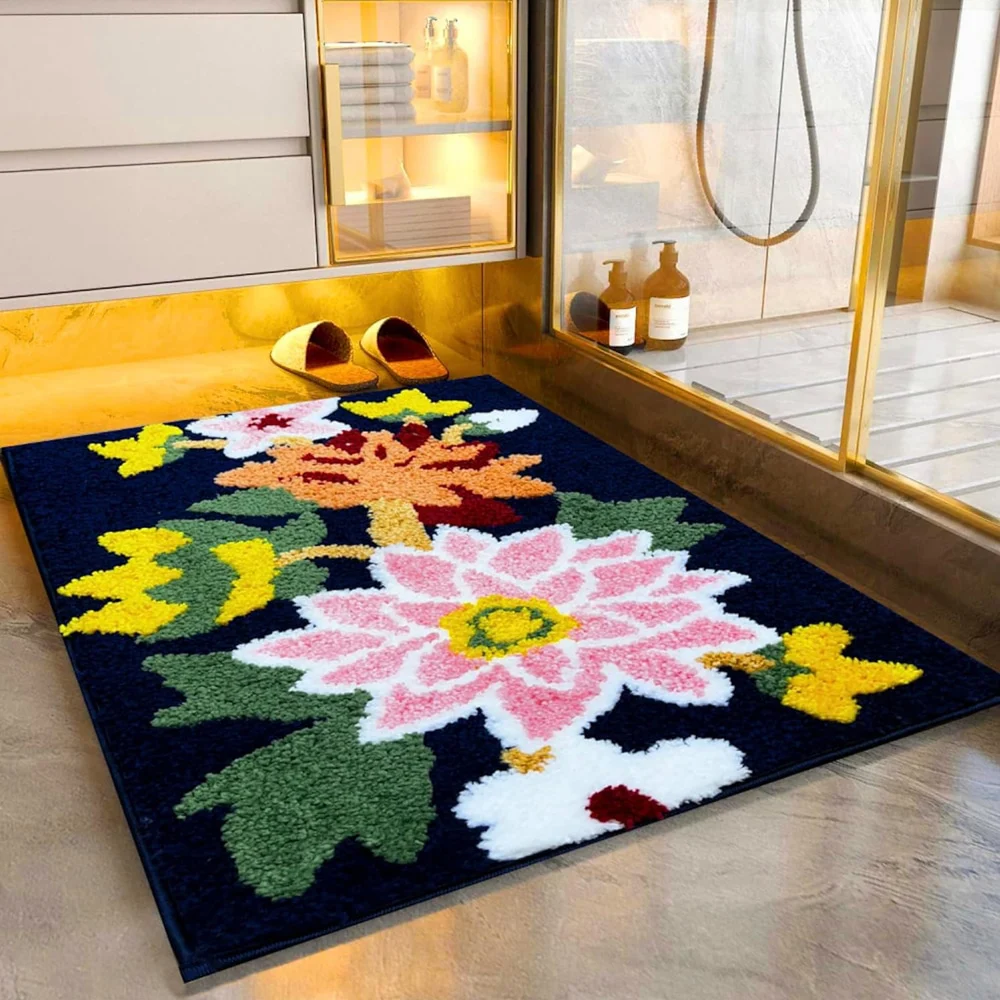 Roseate Nature Microfibre Bath Mat (P1) - Blue