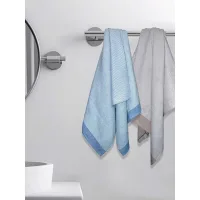 Athom Living Aster Bath Towel (Brown & Blue) 75x150 cm - Set of 2