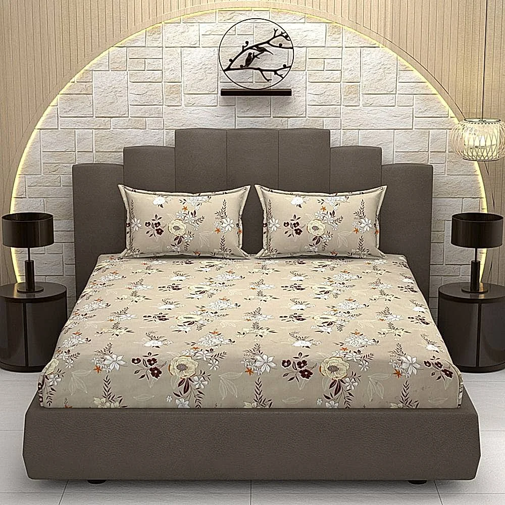 Mafatlal Luxe Double Bedsheet (HFLLBS0046) 120 GSM (Floral) - 227 x 254 cm