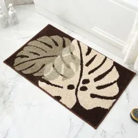 Roseate Two Leaf Microfibre Bath Mat (P1) - Brown