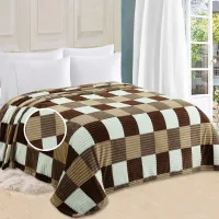 Sheetal World Afrin 3D Emboss Double Blanket - Brown