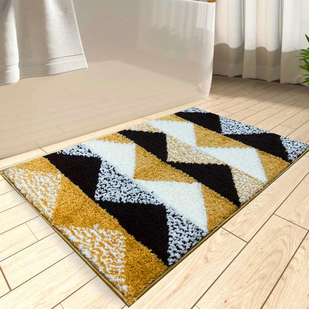 Roseate Pyramid Microfibre Bath Mat (P1) - Beige
