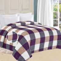 Sheetal World Afrin 3D Emboss Double Blanket - Grey and Purple