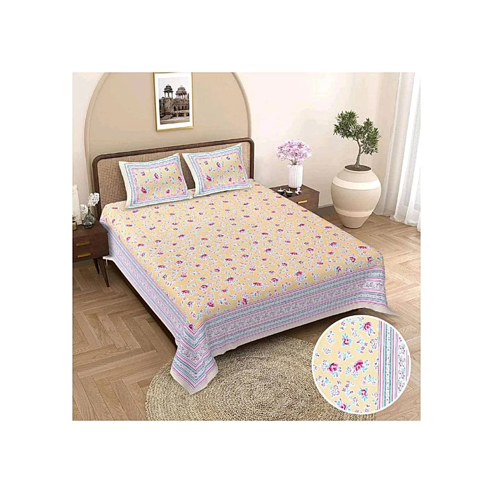 Sheetal World Cotton Soham Double Bedsheet D2 - 235 x 275 cm