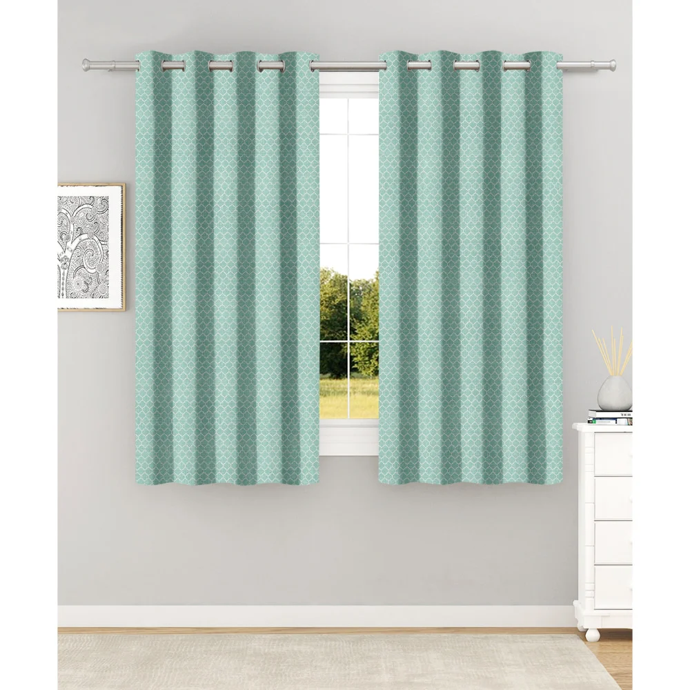 N M Homes Star 5 Feet Window Curtain (Aqua) 112 x 152 cm