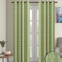 Cortina Knitted Foil Printed 7 Feet Door Curtain (Green) 115 x 213 cm
