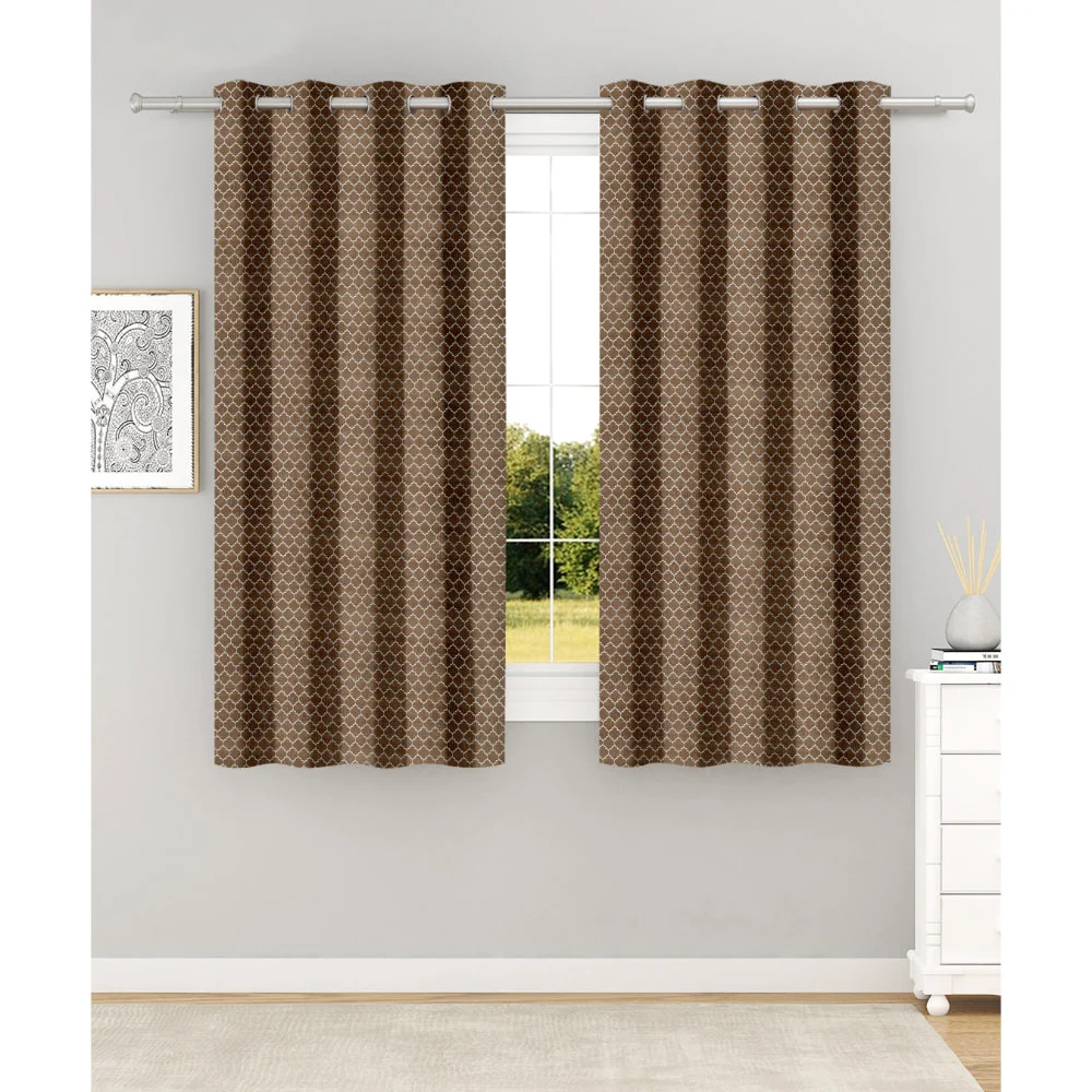N M Homes Star 5 Feet Window Curtain (Coffee) 112 x 152 cm