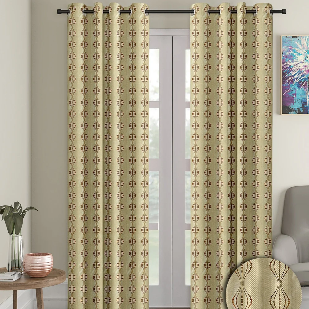 Cortina Knitted Foil Printed 7 Feet Door Curtain (Brown) 115 x 213 cm