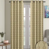 Cortina Knitted Foil Printed 7 Feet Door Curtain (Brown) 115 x 213 cm