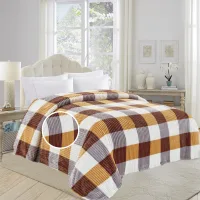 Sheetal World Afrin 3D Emboss Double Blanket - Yellow & Brown