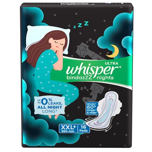 Whisper Ultra Bindazzz Nights Sanitary Pads (XXL+)