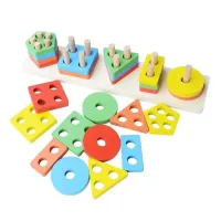 Toyshine Wooden Angle Geometric Block Puzzle Set - Multicolour