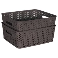 Kolorr Plastic Royal Medium Basket (Dark Brown) 6 L - Set Of 2