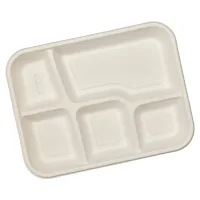 Exim Sonnet Bagasse Disposable Meal Tray 5 Compartment - (20 Piece)