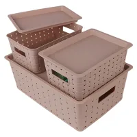 Happy Family Cannes Storage Baskets With Lid - Beige