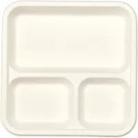 Exim Sonnet Bagasse Disposable Square Tray 3 Compartment - (30 Piece)