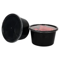 Vinay Trading Round Plastic Container Black (500 ml) - Pack Of 10