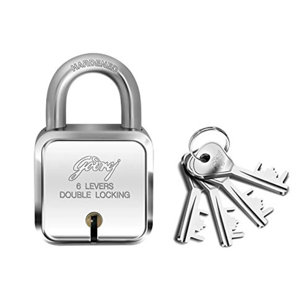 Godrej 6 Levers Square Padlock (1 Lock & 3 Keys)