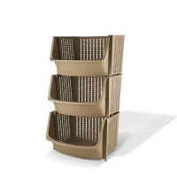 Asian Smart Multipurpose Storage Rack (Coffee Brown) - Set Of 3