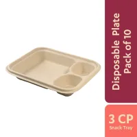 Chuk Disposable Bagasse Snack Tray 3 Compartment