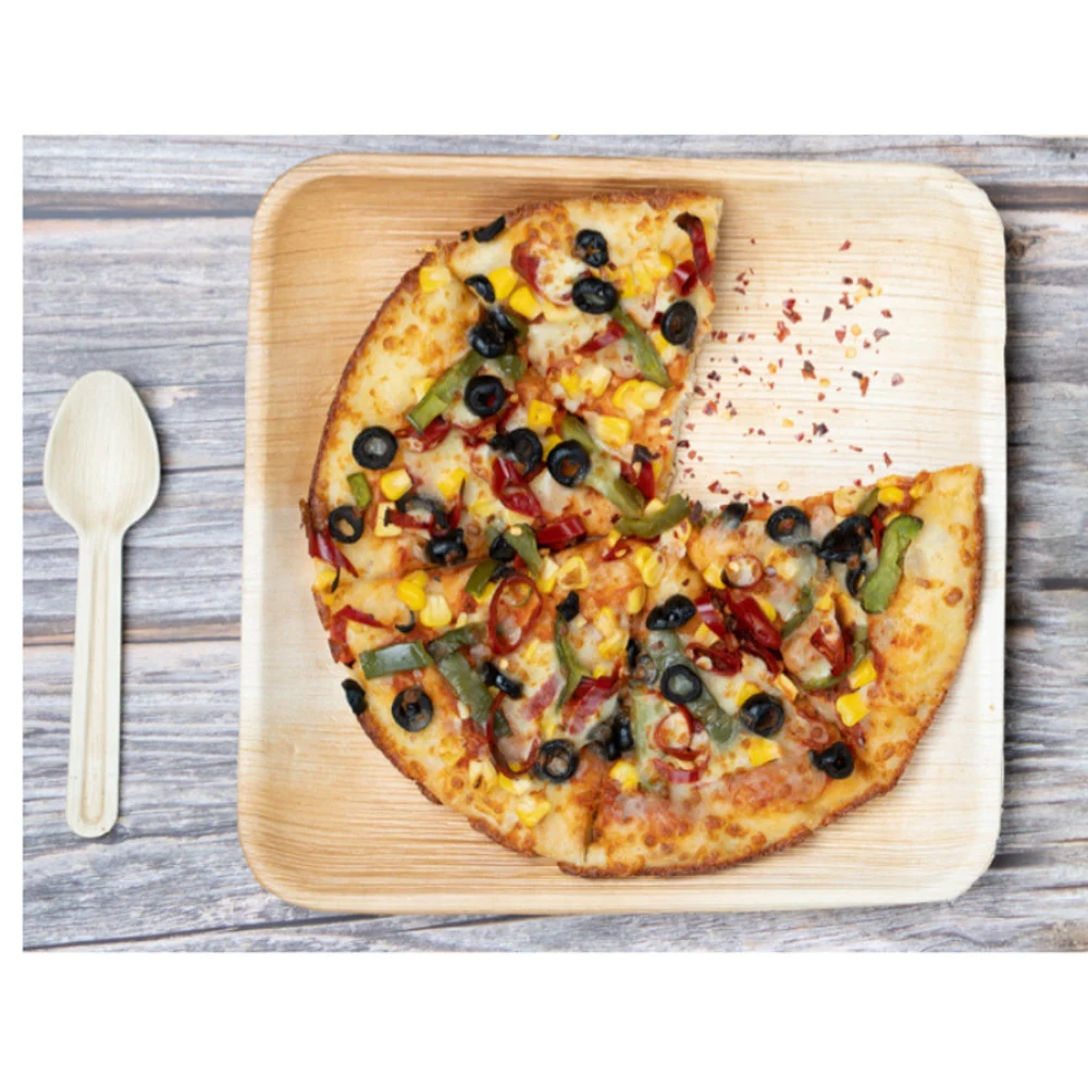 Tamul Disposable Square Areca Palm Leaf - 10 Inch Plates & 160 mm Spoon Set