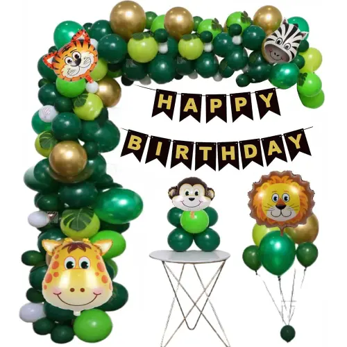 Manovedant Happy Birthday Jungle Theme Decoration Kit