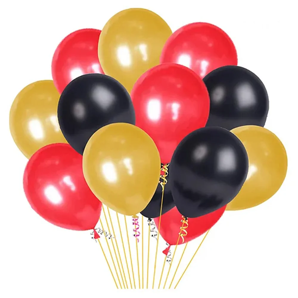 Manovedant Metallic Red Gold & Black Balloons - 30 Pieces