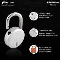 Godrej Freedom 7 Levers (1 Locks & 3 Keys) - Silver Padlock