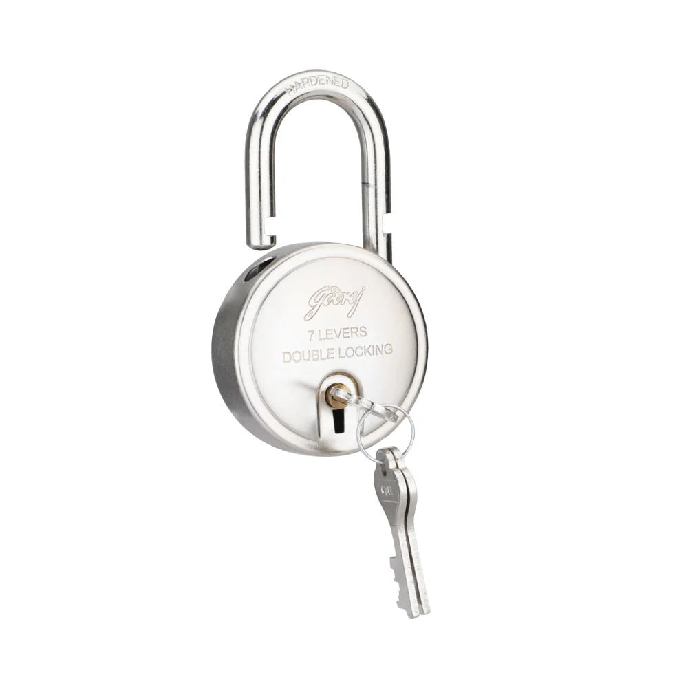 Godrej Double Locking 7 Levers (1 Locks & 3 Keys) - Silver Padlock