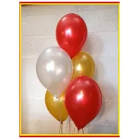Manovedant Metallic Red Gold & White Balloons - 30 Pieces