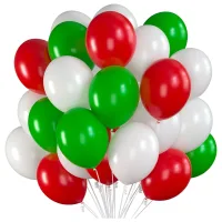 Manovedant Red Green & White Balloons - 30 Pieces