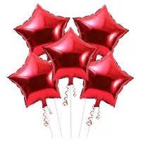 Manovedant Red Star Shape Foil Balloons - 5 Pieces
