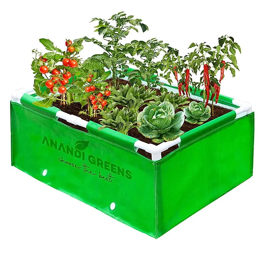 Anandi Green HDPE Rectangular Plant Grown Bag (3x1.5x1) - Green