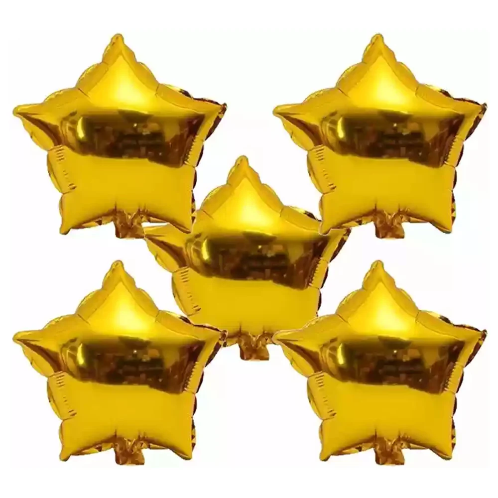 Manovedant Gold Star Foil Balloons - 5 Pieces