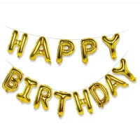 Manovedant Decorative Happy Birthday Foil Letter Balloons : Gold