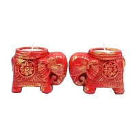 Shubhash Potteries Tea Light Candle Elephant D3 - 2 Pieces