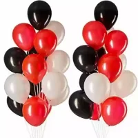 Manovedant Metallic Red White & Black Balloons - 30 Pieces