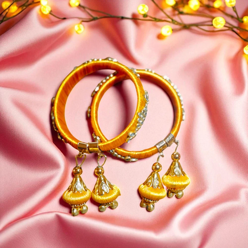 House Of Festival Free Size Open Kangan Yellow Pair