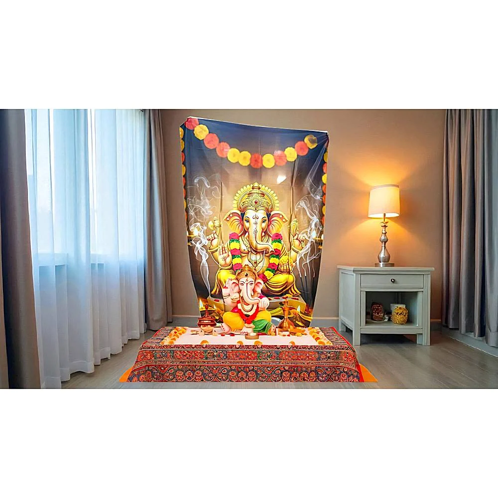 Sheetal World Ganpati Backdrop 03 - 120 x 200 cm