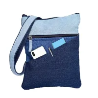 The Purani Jeans Denim Three Tone Sling Bag - Blue