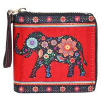 Sabhyata Elephant Design SW4-04 Women's Wallet (Red)
