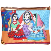Sabhyata Three Ladies Design Multipurpose Pouch (SP1-11) - Blue